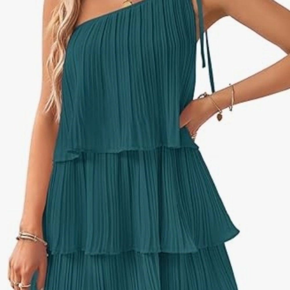 Chic Teal One-Shoulder Dress